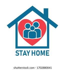 family stay home icon on white background. father mother baby symbol. vector illustration flat design. stay home stay safe quarantine concept. Coronavirus covid-19prevention. Family love and warmth.