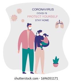 Family, Stay Home on Quarantine During the Coronavirus Epidemic. Protect Yourself. Family keeping Distance for Decrease Infection Risk For Preventing Virus Covid-19.   
