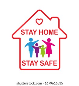 A family staying home safe together during quarantine of coronavirus COVID 19. Stay home stay safe quarantine concept, social distance and self-isolation