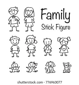 Family Stick Figure Doodle Set