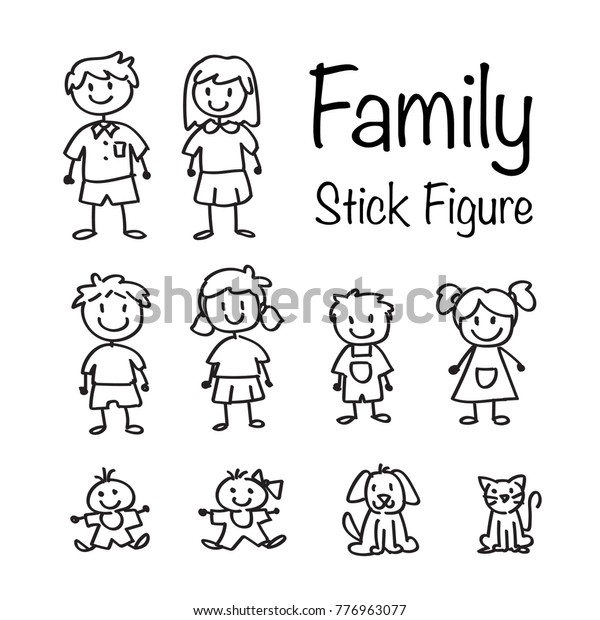 Download Family Stick Figure Doodle Set Stock Vector (Royalty Free ...