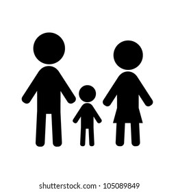family stick figure silhouettes of father, mother and child