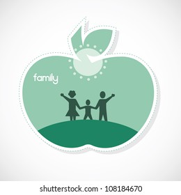 Family sticker - apple shaped - vector illustration