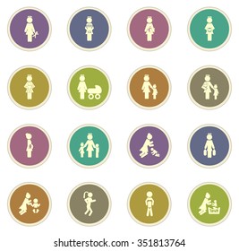 Family stickers label icon set