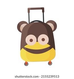 Family suitcase flat composition with isolated piece of tourists belongings on blank background vector illustration