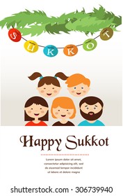 family in the sukkah . sukkot Jewish holiday