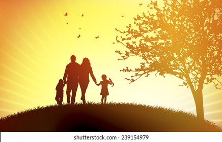 Family at sunset