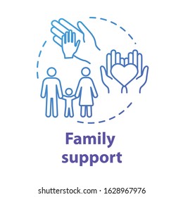 Family support concept icon. Parental care. Relatives backing. Family unity, protection, help idea thin line illustration. Vector isolated outline RGB color drawing