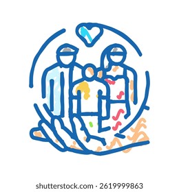 family support mental health doodle icon sketch vector. family support mental health sign. isolated symbol illustration