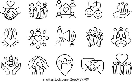 Family Support and Unity Icon Set.