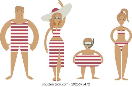 Family In Swimsuits From The Same Series