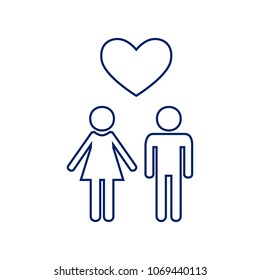 Family symbol with heart. Husband and wife are kept each other's hands. Love. Vector. Flat style black icon on white.