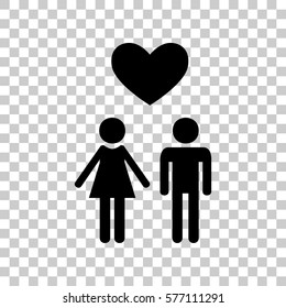 Family symbol with heart. Husband and wife are kept each other`s
