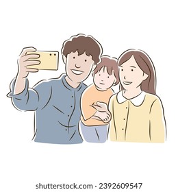 family taking selfie, vector illustration