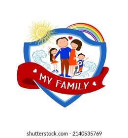 Family - template logo design. Vector illustration sign. Family emblem.