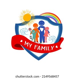 Family - template logo design. Vector illustration sign. Family emblem.