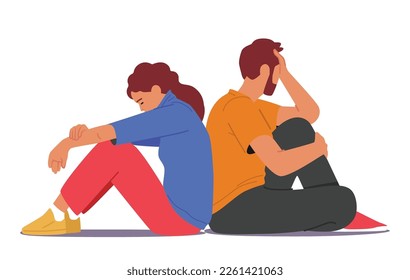 Family Tension, Couple In Disagreement, Strain, Misunderstandings And Miscommunication Concept. Marriage Crisis causes to Impact Of Miscommunication In Relationship. Cartoon People Vector Illustration