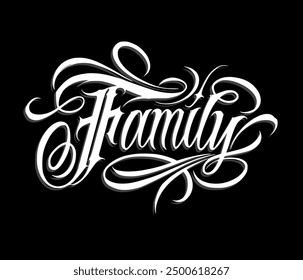 Family text design with calligraffiti style. Suitable for use for tshirt, poster, banner, apparel, etc.