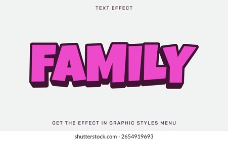 Family text effect template in 3d style