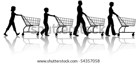 Similar – Image, Stock Photo Mother pushing shopping cart with her infant baby boy child down department aisle in supermarket grocery store. Shopping with kids concept.