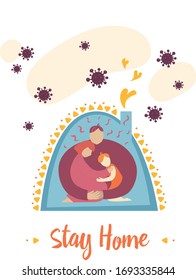Family that stays at home during COVID-19 quarantine, self-isolation