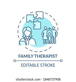 Family therapist concept icon. Medical speciality idea thin line illustration. Mental health professional. Psychological health. Vector isolated outline RGB color drawing. Editable stroke