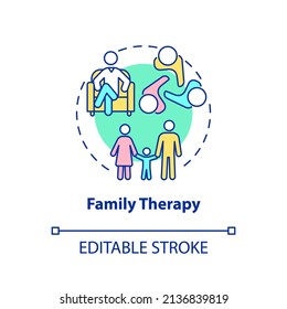 Family therapy concept icon. Family members group therapy. Conduct disorder treatment abstract idea thin line illustration. Isolated outline drawing. Editable stroke. Arial, Myriad Pro-Bold fonts used