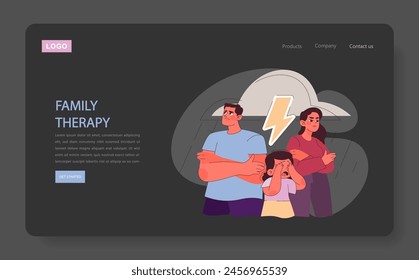 Family therapy concept. Illustration capturing the essence of family conflict and the path to resolution.