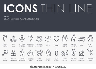 family Thin Line Icons