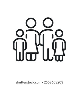 Family thin line icons. Perfect pixel on transparent background