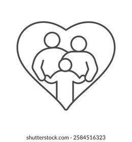 Family thinline icon, vector, pixel perfect, illustrator file