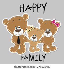 Family of Three bears on a gray background 