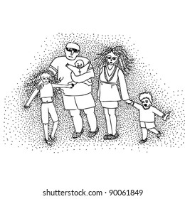 family with three children