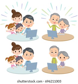 family three generations internet communication Remote