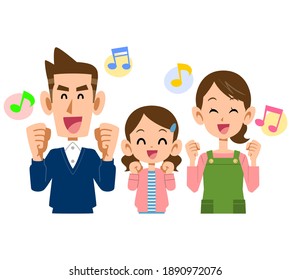 A family of three with a happy smile