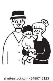 A family of three, a mother and father holding their son_2