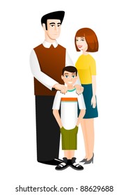 Family of three people: father, mother and son