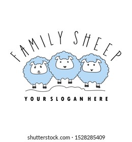 Family three sheeps with a funny face image graphic icon logo design abstract concept vector stock. Can be used as a symbol related to animal or cartoon