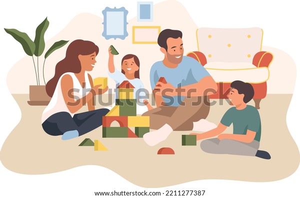 Family Time Concept Vector Illustration Parents Stock Vector (Royalty ...