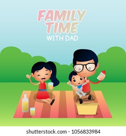 Family time with dad illustration