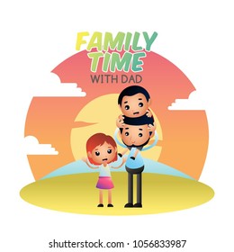 Family time with dad illustration