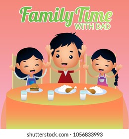 Family time with dad illustration