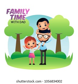 Family time with dad illustration