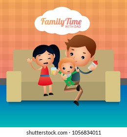 Family time with dad illustration