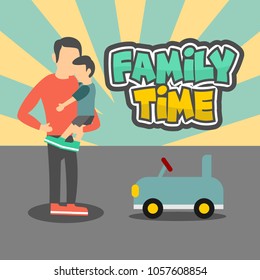 Family time with dad illustration