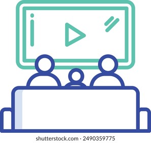 Family Time outline color vector illustration