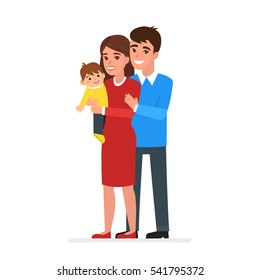 Family with toddler vector illustration. Family portrait isolated on white background.