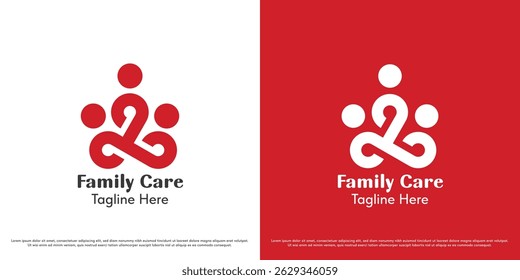 Family together logo design illustration vector. Silhouette of father mother child happy parenting. Symbol icon people simple minimal abstract.