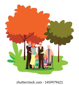 family together members in the outdoors
