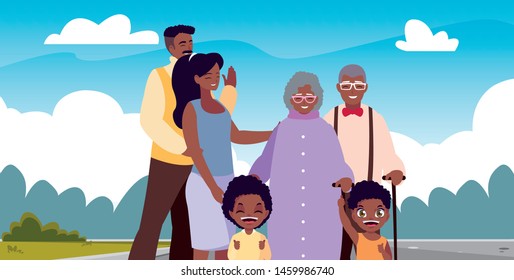 family together members in the outdoors